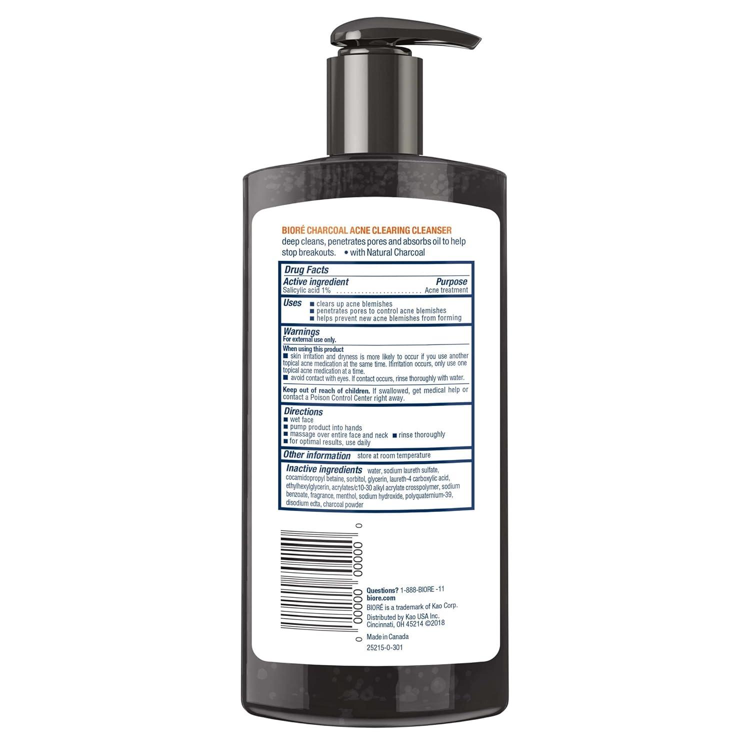 imageBior Charcoal Acne Cleanser Salicylic Acid Treatment Helps Prevent Breakouts Oil Absorption and Control for Acne Prone Oily Skin 677 Ounce1145 Fl Oz Pack of 1