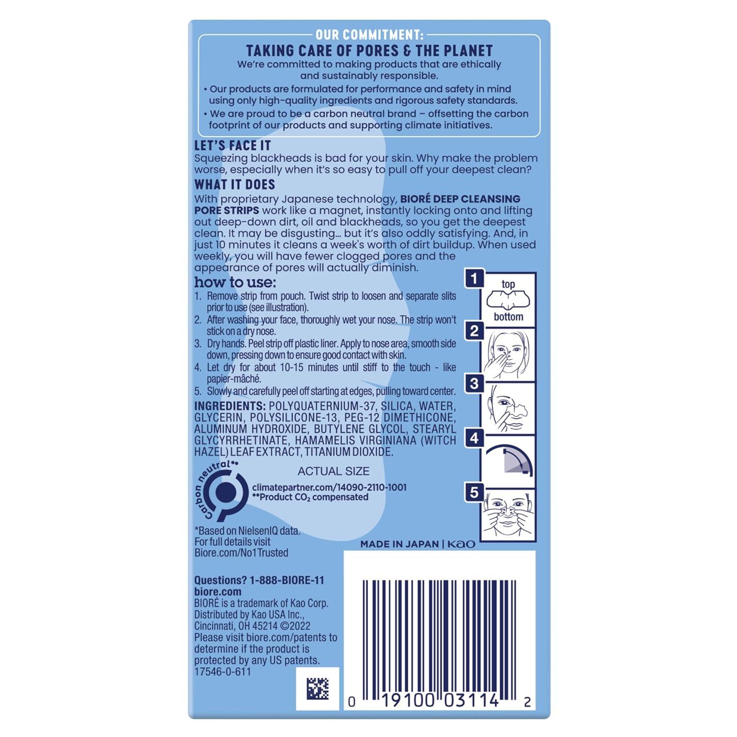 imageBior Original Blackhead Remover Strips Deep Cleansing Nose Strips With Instant Pore Unclogging Features CBond Technology OilFree NonComedogenic Use 14 Count14 Count Pack of 1