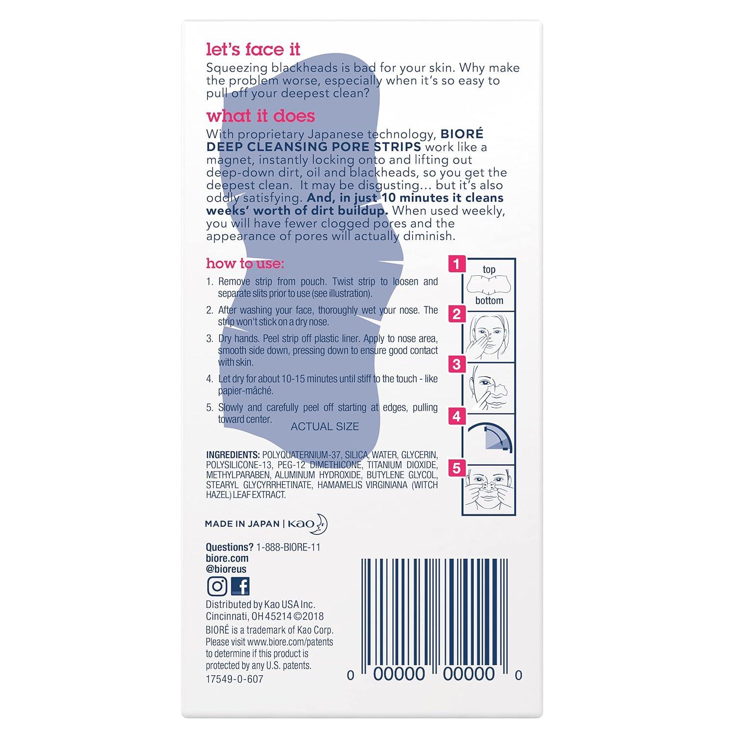 imageBior Original Deep Cleansing Pore Strips Nose Strips for Blackhead Removal with Instant Pore Unclogging features CBond Technology OilFree NonComedogenic Use 8 Count8 Count Pack of 1