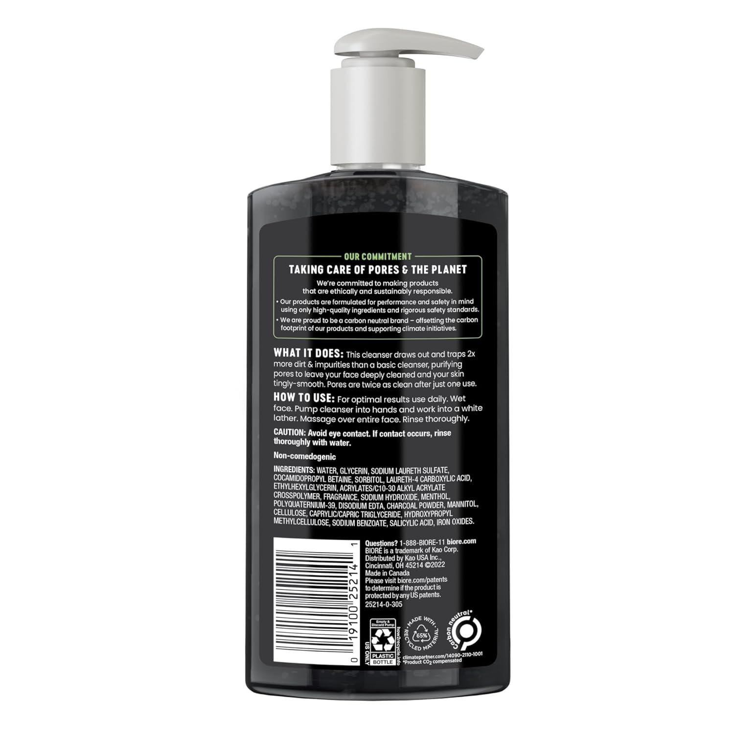 imageBiore Deep Pore Charcoal Face Wash Daily Facial Cleanser for Dirt amp Makeup Removal for Oily Skin 677 Oz Pack of 31145 Ounce Pack of 1