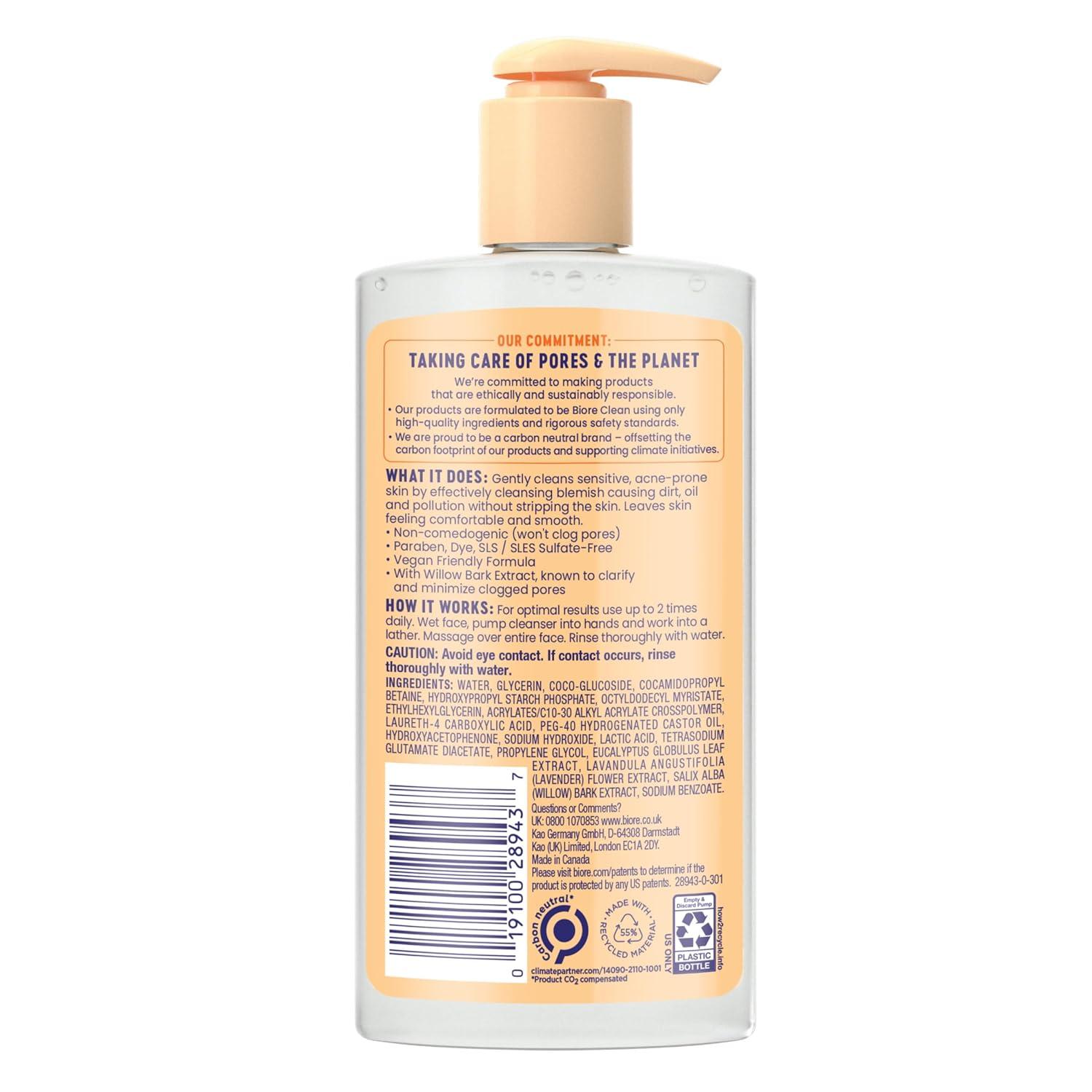 imageBiore Gentle amp Breathable Acne Face Wash Gentle Face Cleanser for Sensitive and Acne Prone Skin Infused with Willow Bark Extract to Clarify Skin Fragrance Free 677 OzUnscented