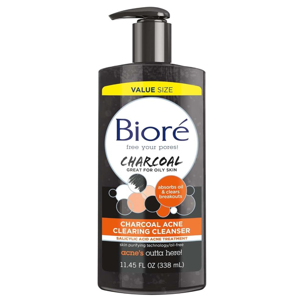 imageBior Charcoal Acne Cleanser Salicylic Acid Treatment Helps Prevent Breakouts Oil Absorption and Control for Acne Prone Oily Skin 677 Ounce1145 Fl Oz Pack of 1