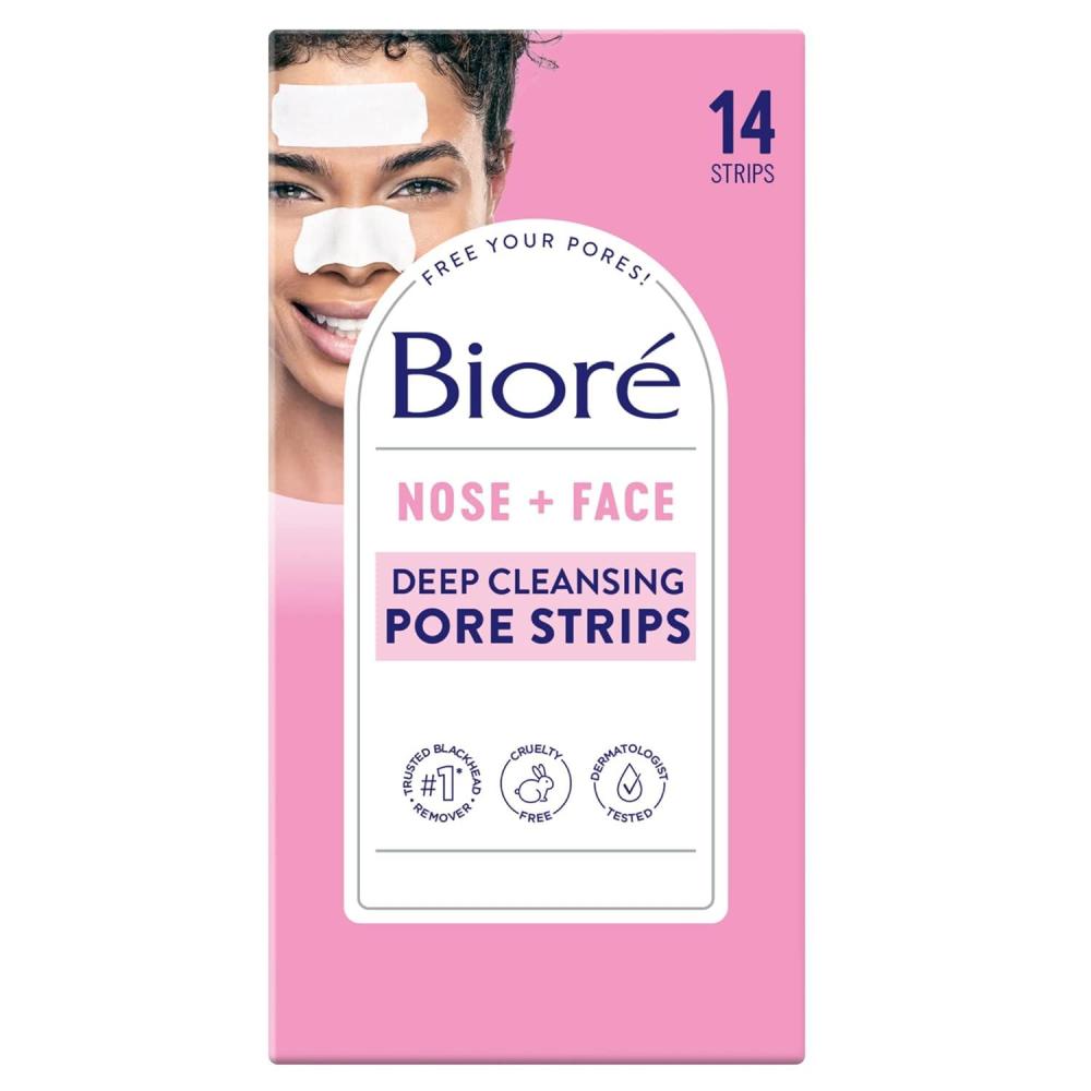 imageBior NoseFace Blackhead Remover Strips Deep Cleansing Strips for Nose Chin or Forehead Instant Blackhead Removal and Pore Unclogging Oilfree NonComedogenic Use 14 Count