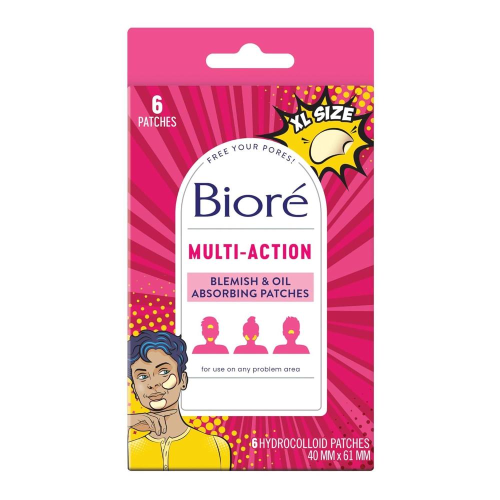 imageBior Pimple Patch MultiAction XLarge Blemish and Oil Absorbing Patches Hydrocolloid Acne Patch For Cluster Breakouts 6 CtMultiAction Patch