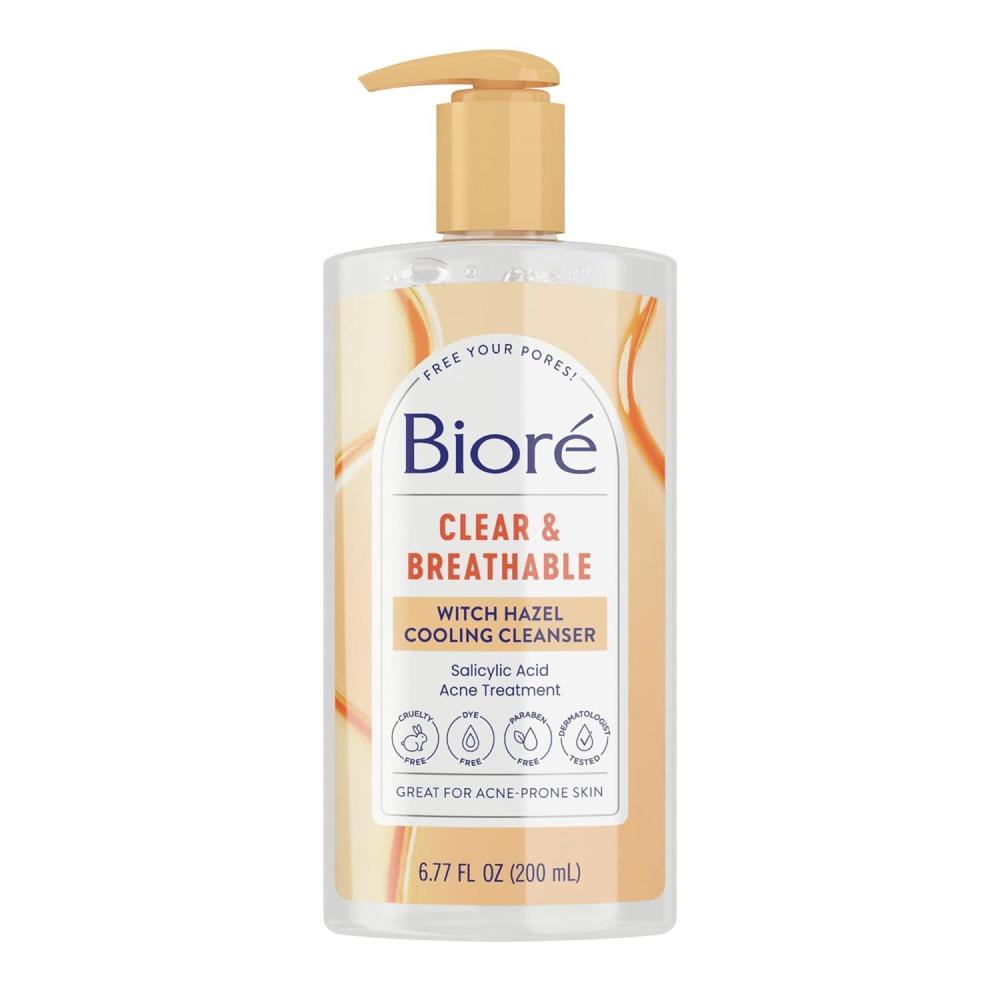 imageBiore Clear amp Breathable Cooling Cleanser with Witch Hazel Acne Treatment for Face Face Scrub for Oily Skin Salicylic Acid Cleanser 677 OzCleanser