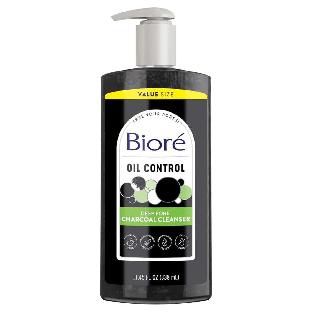 imageBiore Deep Pore Charcoal Face Wash Daily Facial Cleanser for Dirt amp Makeup Removal for Oily Skin 677 Oz Pack of 31145 Ounce Pack of 1