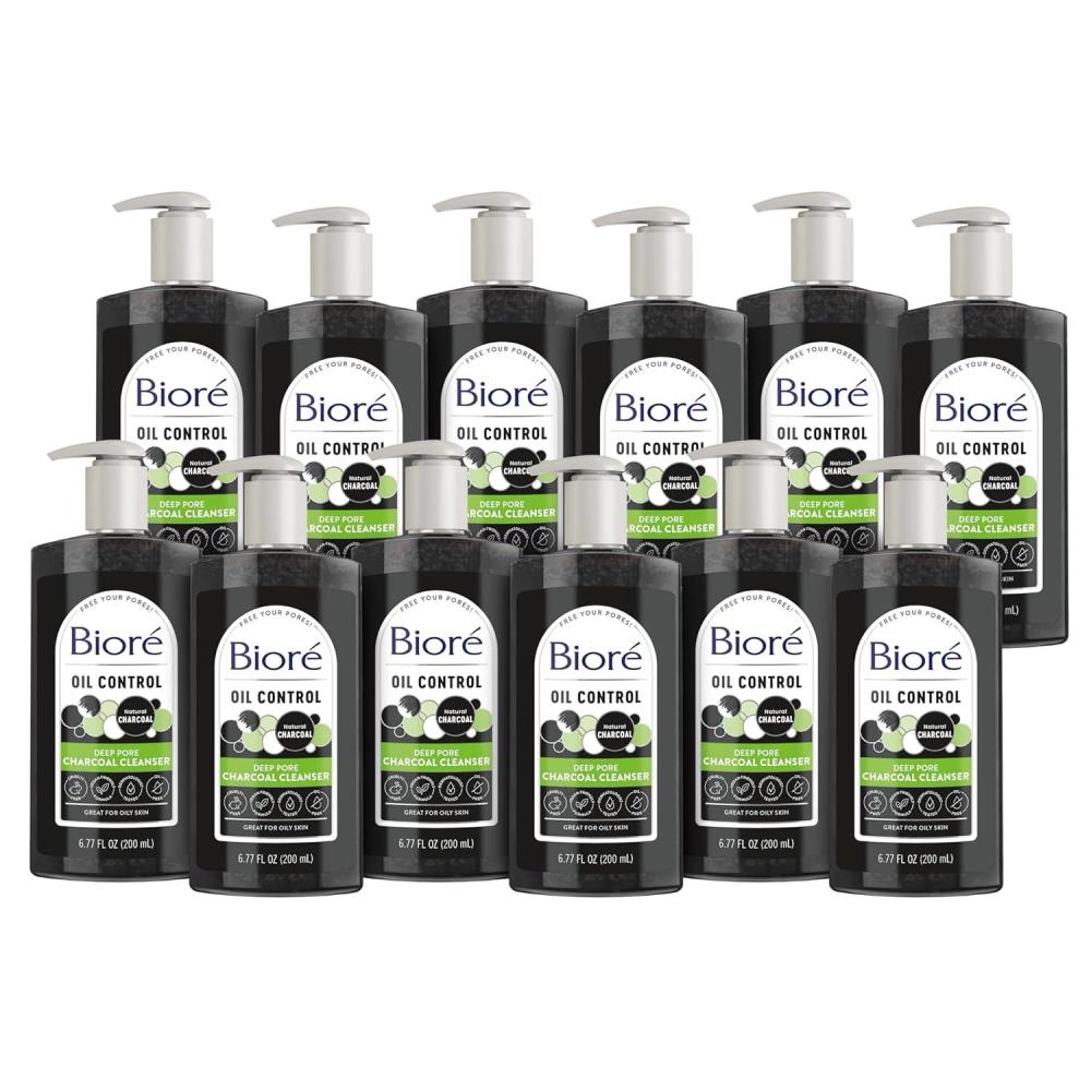 imageBiore Deep Pore Charcoal Face Wash Daily Facial Cleanser for Dirt amp Makeup Removal for Oily Skin 677 Oz Pack of 3677 Fl Oz Pack of 12