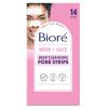Bioré Nose+Face Blackhead Remover Strips, Deep Cleansing Strips for Nose, Chin, or Forehead, Instant Blackhead Removal and Pore Unclogging, Oil-free, Non-Comedogenic Use, 14 Count