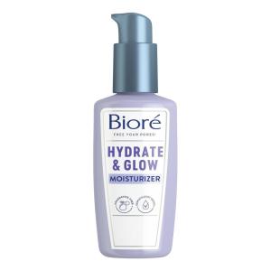 Bioré Hydrate & Glow Face Serum for Dry, Sensitive Skin with Hyaluronic Acid, Coconut Water and Prebiotics, Dermatologist Tested Face Serum, Fragrance Free, Not Tested on Animals, 1 oz Bottle(Face Moisturizer  3.4 Fl Oz)