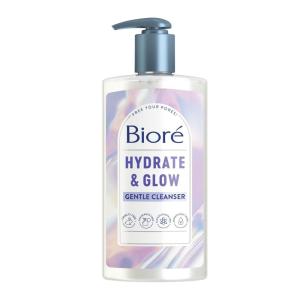 Bioré Hydrate & Glow Gentle Face Wash for Dry Skin, Sensitive Skin, Dermatologist Tested, Fragrance free, SLS/SLES Sulfate Free Facial Cleanser, Cruelty Free & Vegan Friendly 6.77 Oz Bottle(Cleanser)