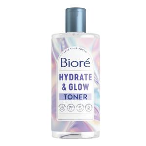 Bioré Hydrate & Glow Toner with 2% Lactic Acid + Malic Acid, Exfoliating Face Toner for Dry, Sensitive Skin, Dermatologist Tested, Alcohol-Free & Fragrance-Free, 8 Oz