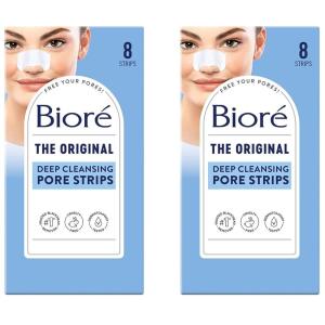 Bioré Original, Deep Cleansing Pore Strips, Nose Strips for Blackhead Removal, with Instant Pore Unclogging, features C-Bond Technology, Oil-Free, Non-Comedogenic Use, 8 Count(8 Count (Pack of 2))