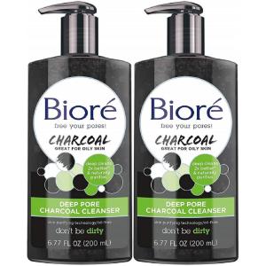 Biore Deep Pore Charcoal Cleanser, 6.77 Fl Oz (Pack of 2)(Charcoal)