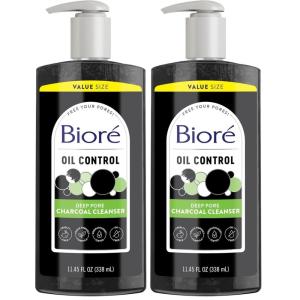 Biore Deep Pore Charcoal Face Wash, Daily Facial Cleanser for Dirt & Makeup Removal, for Oily Skin, 6.77 Oz, Pack of 3(11.45 Ounce (Pack of 2))