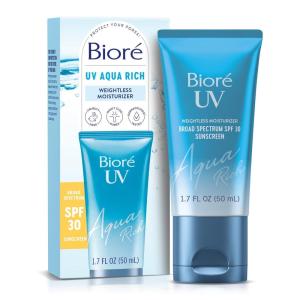 Biore UV Aqua Rich Daily Hydrating Facial Moisturizer with SPF 50 | Oil Free Sunscreen for Sensitive Skin with Hyaluronic Acid, Non-Comedogenic, Dermatologist Tested, 1.7 Oz/3 Pack(1.7 Fl Oz (Pack of 1))